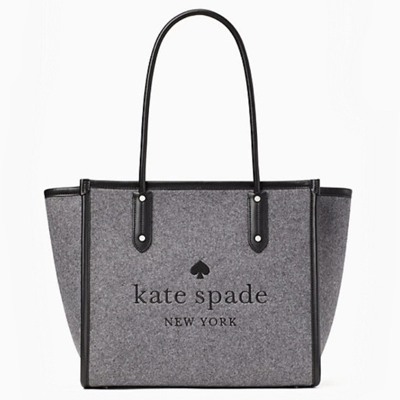 kate spade Handbags - ♠️Kate Spade Ella Large Felt Zip Tote Bag Grey and Matching Large Pouch.